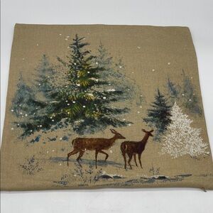 NWOT Pottery Barn Deer In Snow Lodge 20” Square Pillow Cover